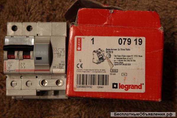 Диф. автомат 2P 16A 6kA Legrand 30mA (007919)