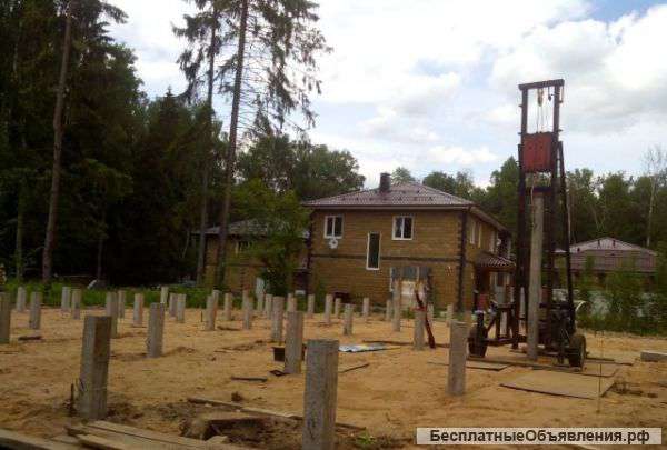 Фундамент на жб сваях под дом, баню, коттедж