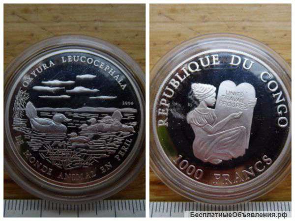 Африка. Конго, 1000 франков 2006. Серебро