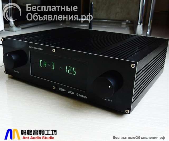 Предусилитель Cirrus Logic CS3310 Hi-End Bluetooth 4входа 1выход RCA с вакуумным дисплеем VFD НОВЫЙ