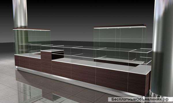 Островной павильон Б/У, с стеклянными полками, дсп