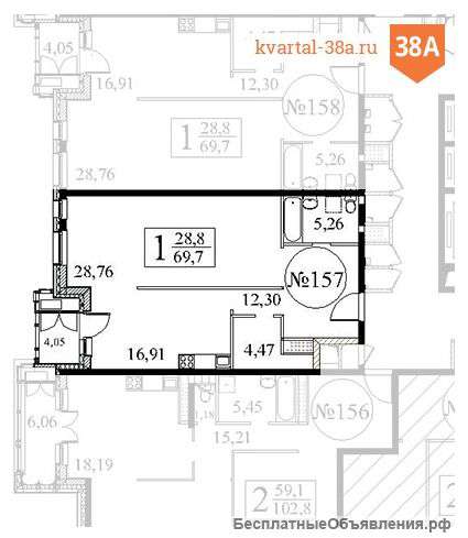 1-комн. квартиры в ЖК Квартал 38а