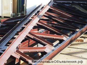 Односкатные фермы, стальные трубы, ангары