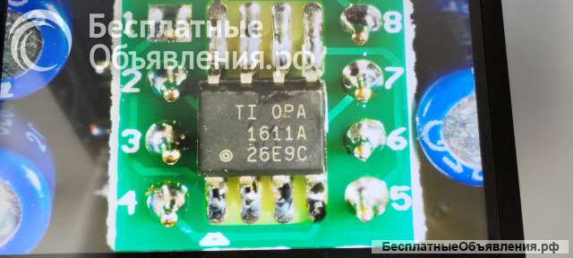 OPA1611AIDR Audio один операционный усилитель SoundPlus 8SOIC распаян под DIP8 TI оригинальный НОВЫЙ