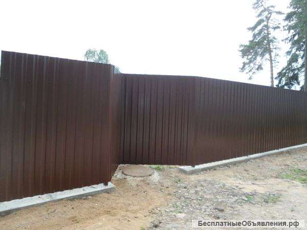 Забор из профлиста с полимерным покрытием с одной стороны 3 м