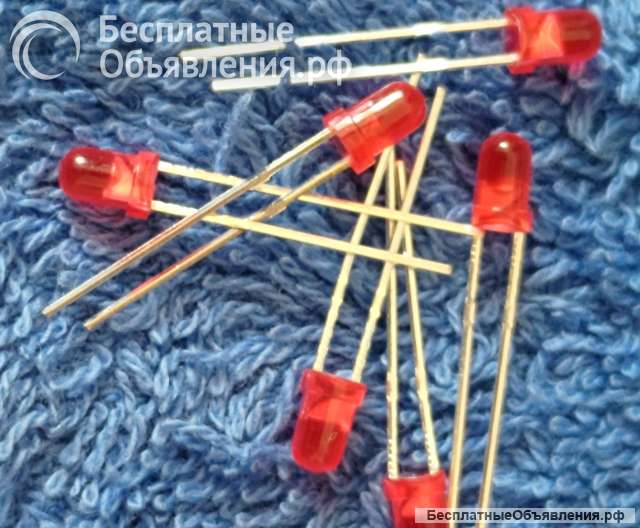 Светодиод LED 3mm красный RED зелёный GREEN жёлтый YELLOW ORANGE BLUE 3x5 mm НОВЫЙ