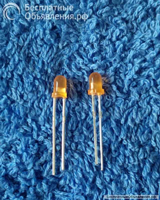 Светодиод LED 3mm красный RED зелёный GREEN жёлтый YELLOW ORANGE BLUE 3x5 mm НОВЫЙ