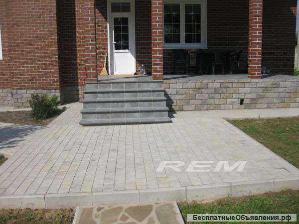 Укладка тротуарной плитки. брусчатки, Облицовка