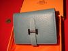 Кошелек Hermes натуральная кожа голубой цвет Blue