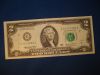 Редкая Банкнота 2 Dollar 2003 UNC на удачу Два Доллара США Томас Джефферсон