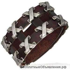 Кожаный браслет Jorc Silver, коричневый (RM1)