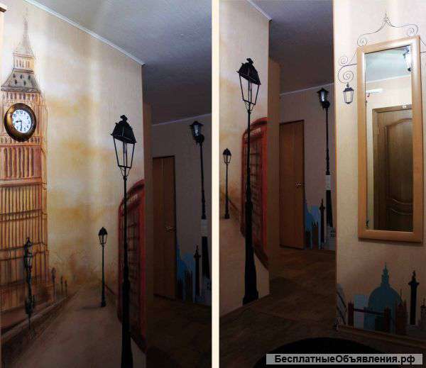 Художественная роспись стен в интерьере