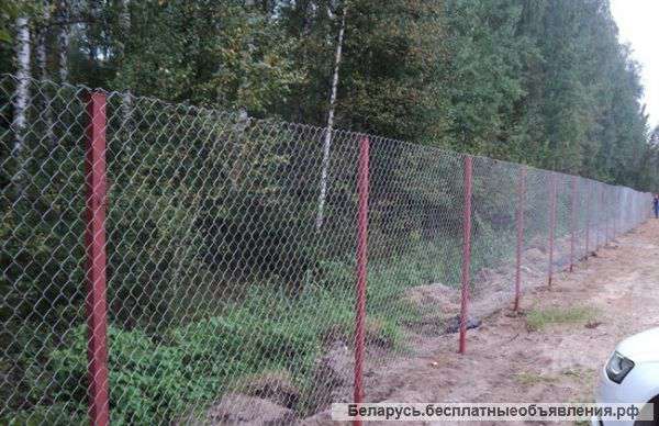 Забор из сетки рабицы под ключ