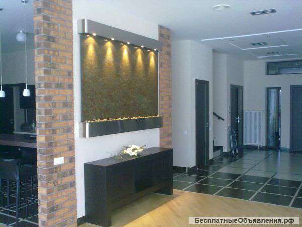 Водопады по стеклу, зеркалу или камню для гостиной