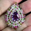 ШИКАРНАЯ БРОШЬ аметист,турмалин(природные) & 925 серебро