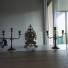 Часы каминные Париж.Пдсвечники. бронза. медь.