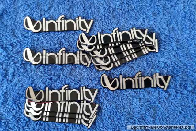 Эмблема наклейка Infinity 50х12 мм алюминиевая для Hi-Fi динамика и других аудио НОВАЯ