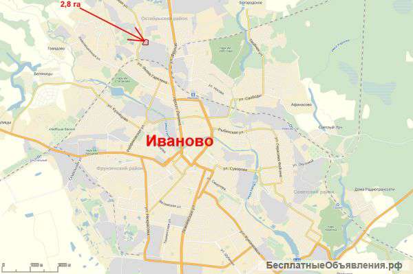 Участок земли 2,87 Га для многоэтажного строительства в г. Иваново