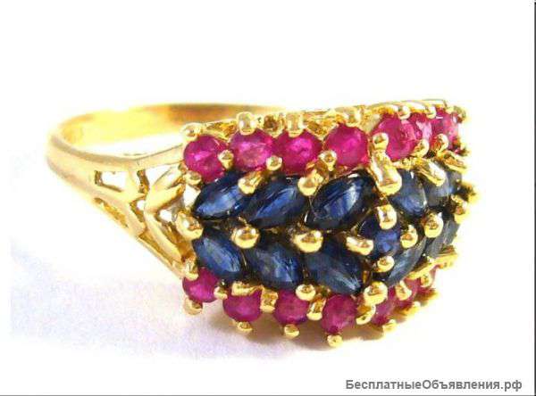 14 kt gold ring with sapphires and rubies