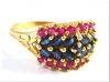 14 kt gold ring with sapphires and rubies