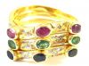 Stackable 14 kt gold ring with diamonds and gems