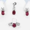 Комплект, рубин (природный), кубик циркония, 925 серебро