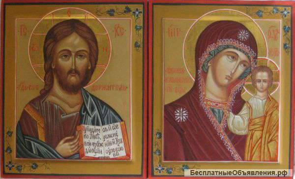 Рукописная Православная икона. Комплект Венчальная пара