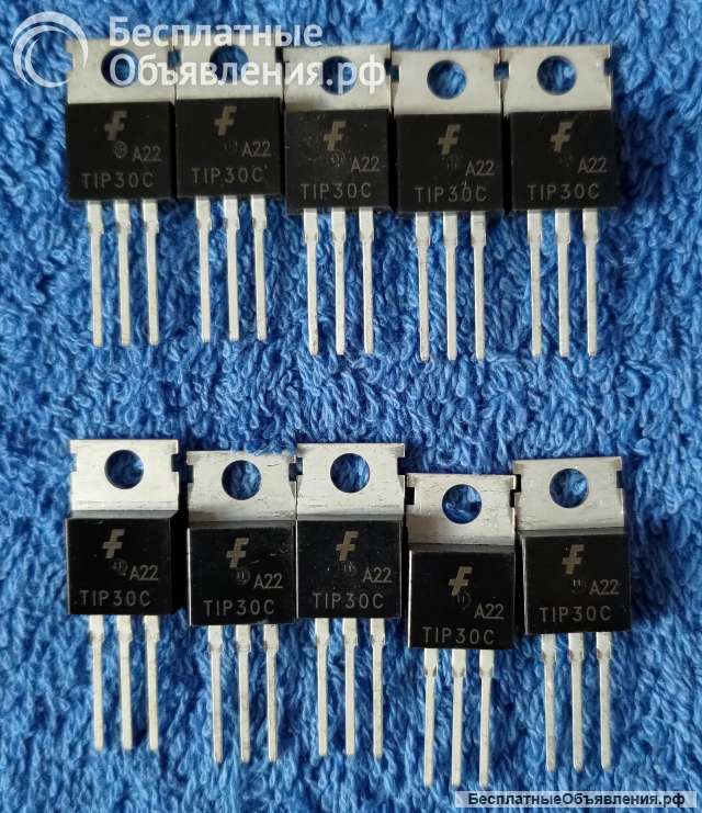 TIP30C, Fairchild Semiconductor, PNP, 30W, 100V, 1A, 3MHz, hfe40, TO-220 оригинальный НОВЫЙ