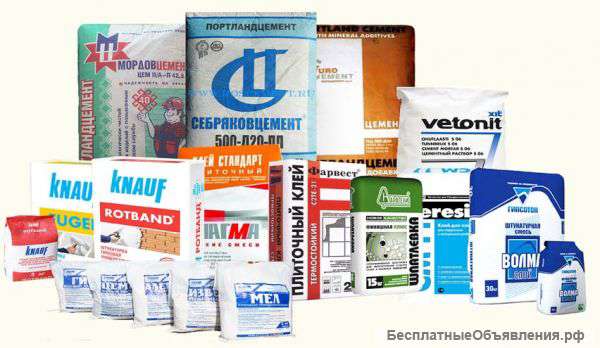 Оптом сухие смеси Старатели, KNAUF, vetonit LR+, UNIS